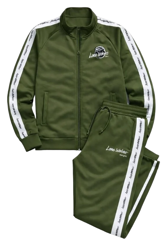 Army green LONE WOLF premium Track Suit