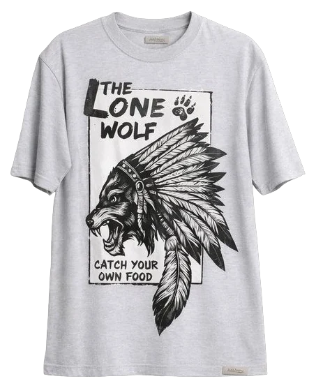 Grey LONE WOLF Graphic T-Shirt