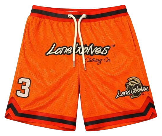 Orange LONE WOLF premium Shorts