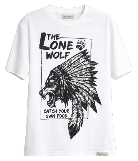 White LONE WOLF Graphic T-Shirt